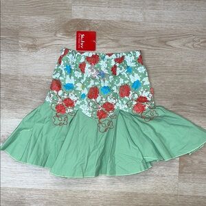 Shilav (Nordstrom Rack) NWT Green Floral Fluted skirt girl’s size 6